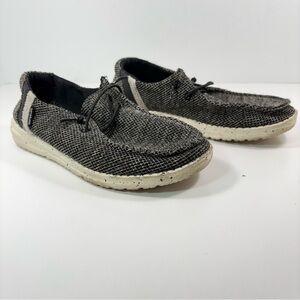 Hey Dude Shoe Loafers Youth Size 6 Wendy Stretch Taupe Black Slip On